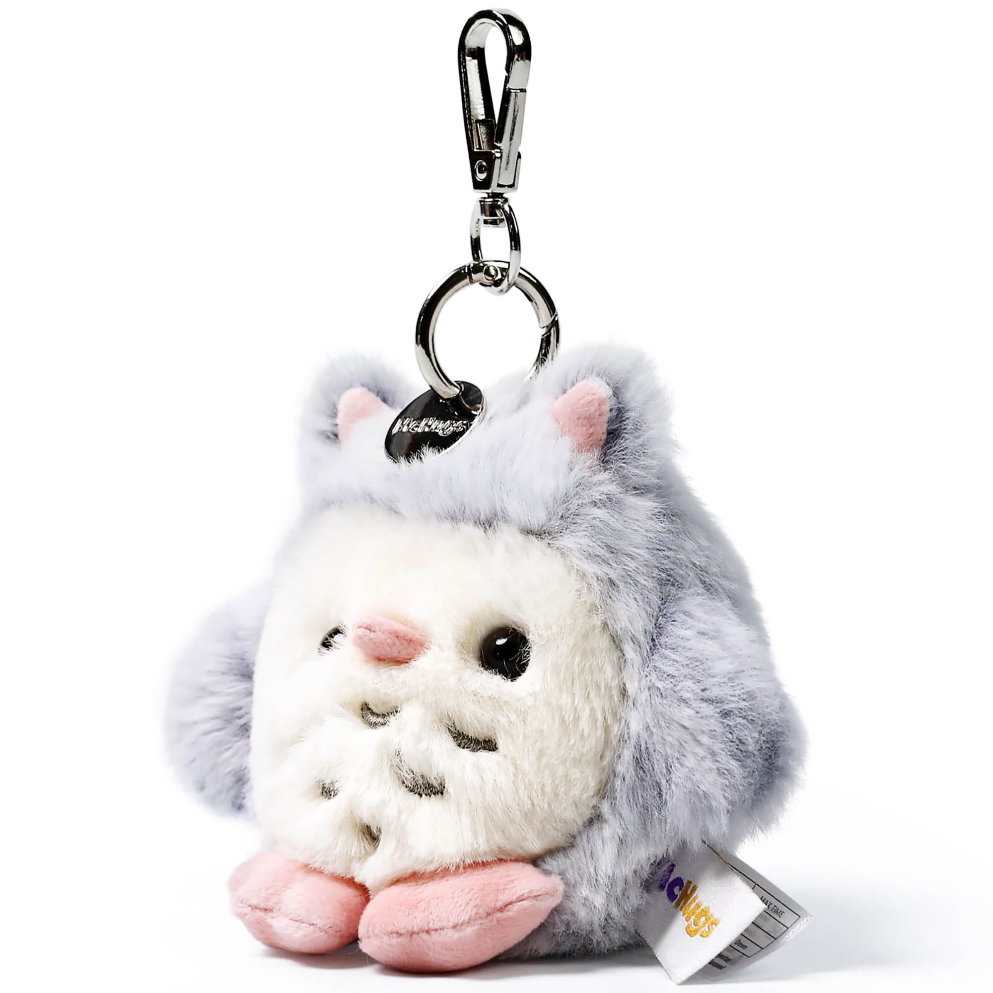 McHugs: Plush Bag Charm - Owl - Grey & Pink Bird, Stuffed Animal Clip Keychain, Backpack Ornament, Travel Accessory, Soft Companion Keepsake, Kids 3+
