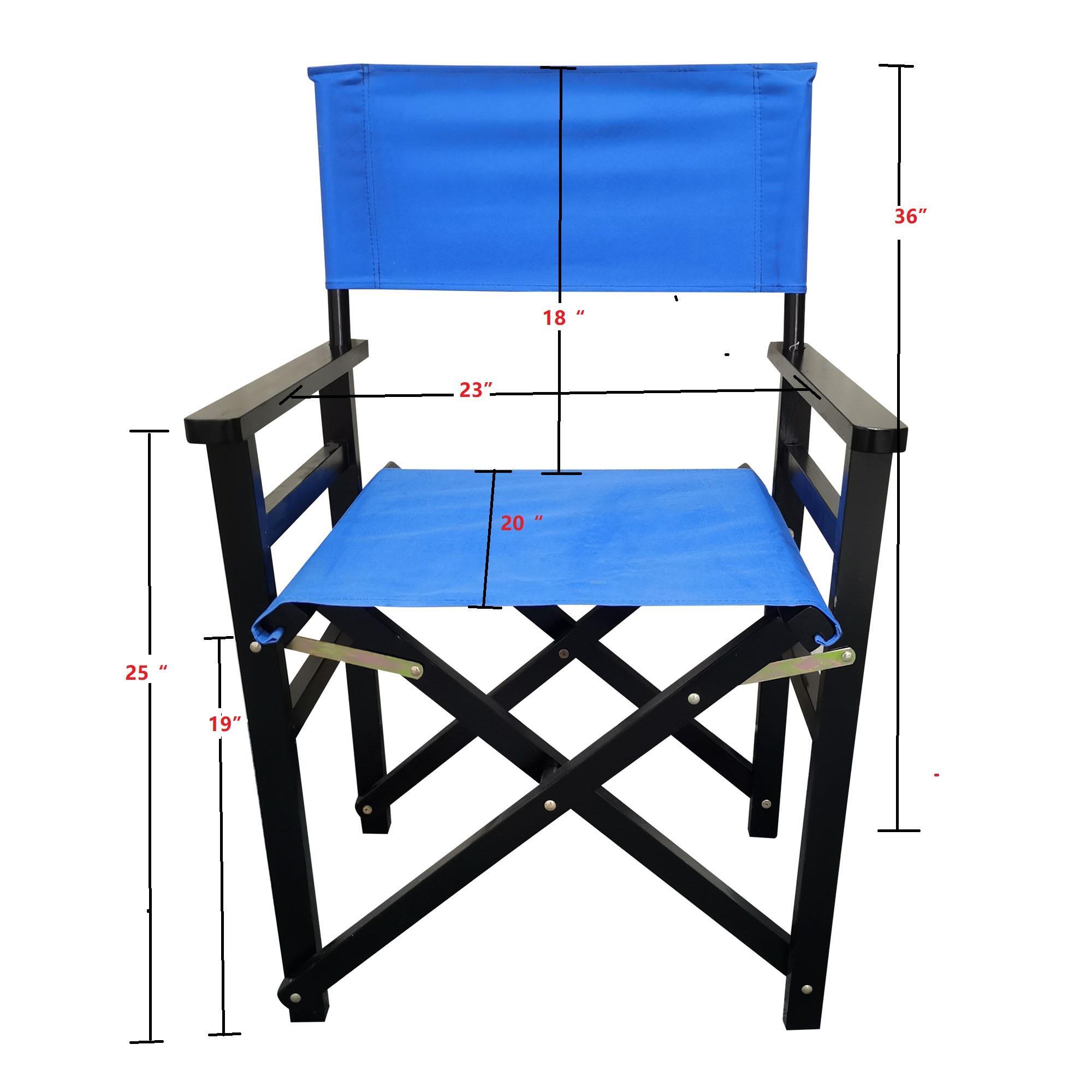 UBesGoo 2 Piece Folding Chair Wooden Director Chair Canvas, Casual Directors Chair, Black Frame-with Blue Canvas - image 3 of 11
