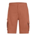 thumbnail image 4 of TQWQT Light Brown Shorts Men Cargo Shorts Elastic Waist Knee Length Long Shorts with Pockets Dressy Casual Big and Tall Light Brown 2XL, 4 of 5