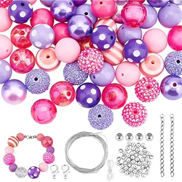 Chunky Bead Set for Jewelry Making, Bubblegum Bead Mix for Chunky