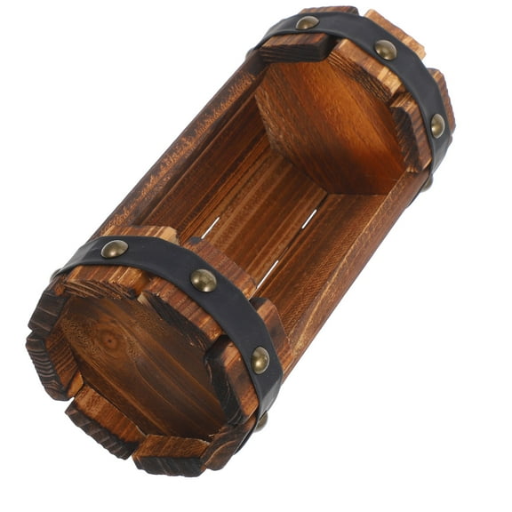 STOBOK Barrel Planter Carbonized Wood 1Pcs for Outdoor Planting
