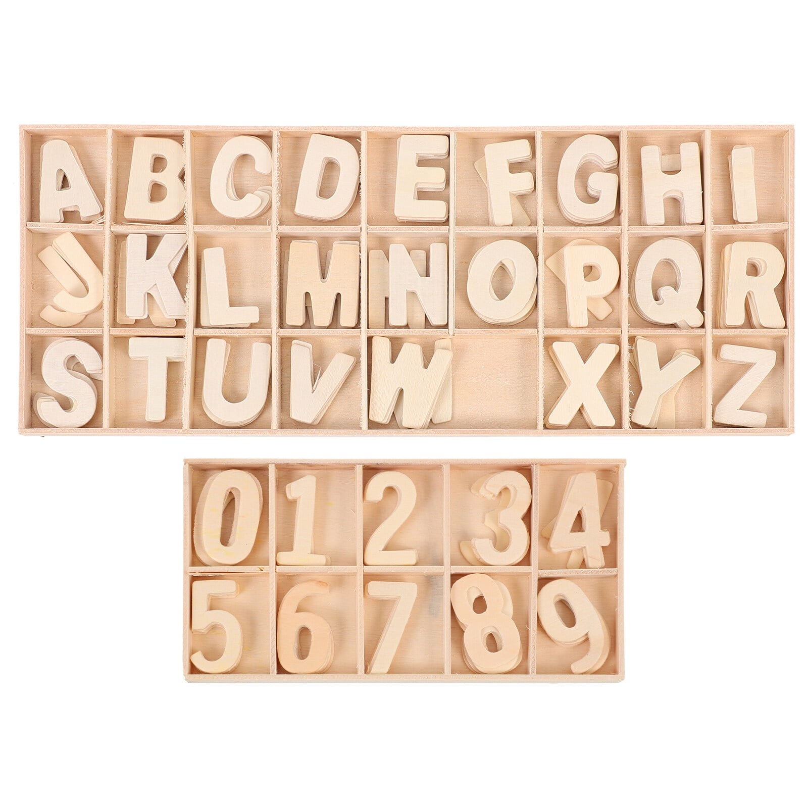 2 Sets Wood Letters Unfinished Wooden Alphabet Numbers Unpainted Wood ...