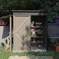 thumbnail image 3 of 5x3 Ft Storage Shed, Steel Outdoor Tool Sheds with Hinge Door and Vents, Metal Vertical Sheds, Strong Shed for Garden, Patio, Brown(Brown-5' x 3'), 3 of 8