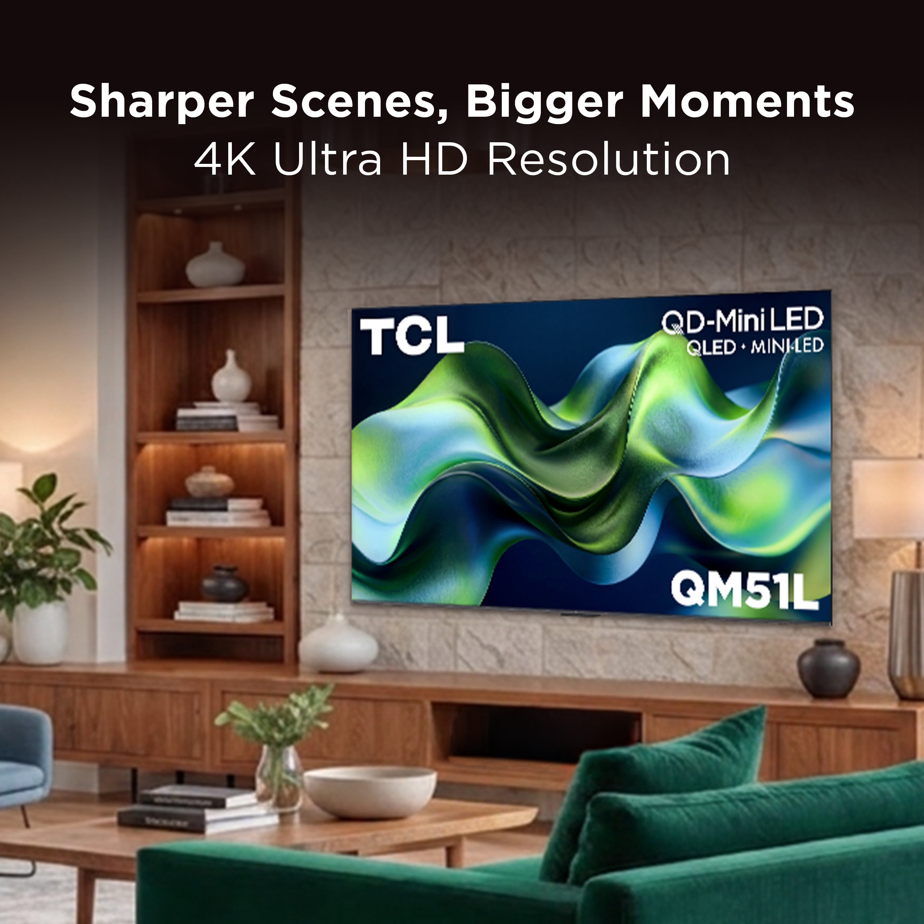 TCL 65" QM51L Series QD-Mini LED QLED 4K UHD HDR Smart Google TV (New 2026) - Local Dimming Pro, Halo Control System, High Brightness Pro, TCL AIPQ Processor, Game Accelerator 144 - 65QM51L