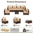 thumbnail image 5 of ELPOSUN 7 Pieces Patio Furniture Set All Weather Outdoor Sectional Sofa, Outdoor Modern Sectional Furniture Wicker Couch with Glass Coffee Table, Thicken Khaki Cushions, Water Resistant, 5 of 9