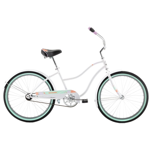 Schwinn Legacy Cruiser Bike, 24 Inch Wheel, Single Speed, White