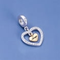 thumbnail image 4 of 925 Sterling Silver Two Tone Always Heart Dangle Charm For Bracelets & Bangle Pendant Jewelry, 4 of 5