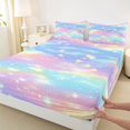 thumbnail image 3 of Manfei Dreamy Galaxy Rainbow Queen Sheet Sets for Kids, Glitter Stars Print Flat Sheet, Fairy Tale Princess Style Queen Fitted Sheet, Breathable Home Decor, 4 Pieces, 3 of 7