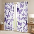 thumbnail image 2 of Homewish Cartoon Butterfly Blackout Curtains Set of 2 (52x84 Each),Rustic Flying Animal Window Curtains,White Purple Curtains and Drapes For Girls,Microfiber Bedroom Decor, 2 of 6