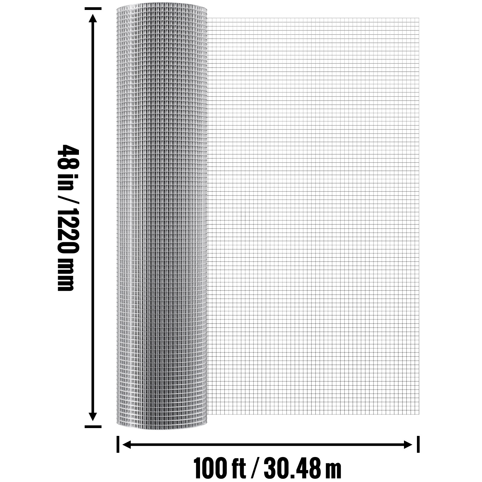 VEVOR Hardware Cloth, 1/2 inch 48in x 100 ft 19 Gauge, Hot Dipped Galvanized Wire Mesh Roll, Chicken Wire Fencing, Wire Mesh for Rabbit Cages, Garden, Small Rodents