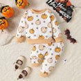 thumbnail image 2 of CUZIBR Toddler Boys Girls Long Sleeve Pumpkin Prints Tops T Shirt Pullover Pants Outfits Classic Dailywear For Child, 2 of 8