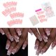 thumbnail image 2 of French Tip False Nails Press On Nails with Pearls Coffin Artificial Nails Full Cover Stick on Nails Manicures Supplyies, 2 of 4