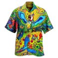 thumbnail image 3 of Camisetas hawaianas con estampado de loros en la playa para hombre, ropa de moda, camisetas de vacaciones de manga corta con estampado 3D de animales de cocoteros hawaianos, 3 of 5