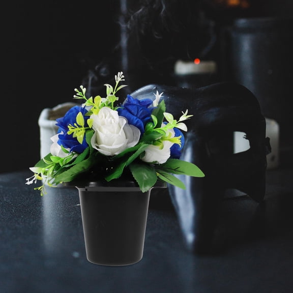 NUOLUX 1 Pair Artificial Cemetery Flowers Silk Floral Arrangement for Grave Decoration and Memorial