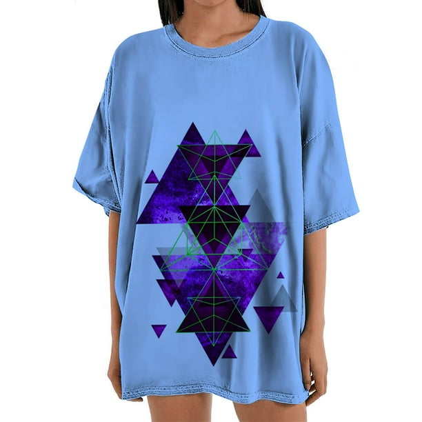 Blusa informal de manga corta con estampado geométrico de manga corta para mujer Fridja gope2826