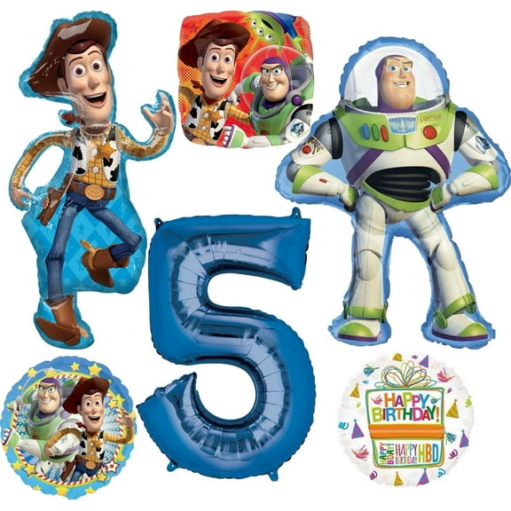 Toy Story Woody and Buzz Lightyear's 5th Birthday Party Supplies Balloon Bouquet Decorations