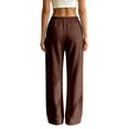 thumbnail image 3 of ZHOGXU Casual Wide Leg Drawstring Pants Womens With Elastic Waist Loose Straight Trousers Solid Color Sport Sweatpants Classic Style, 3 of 7