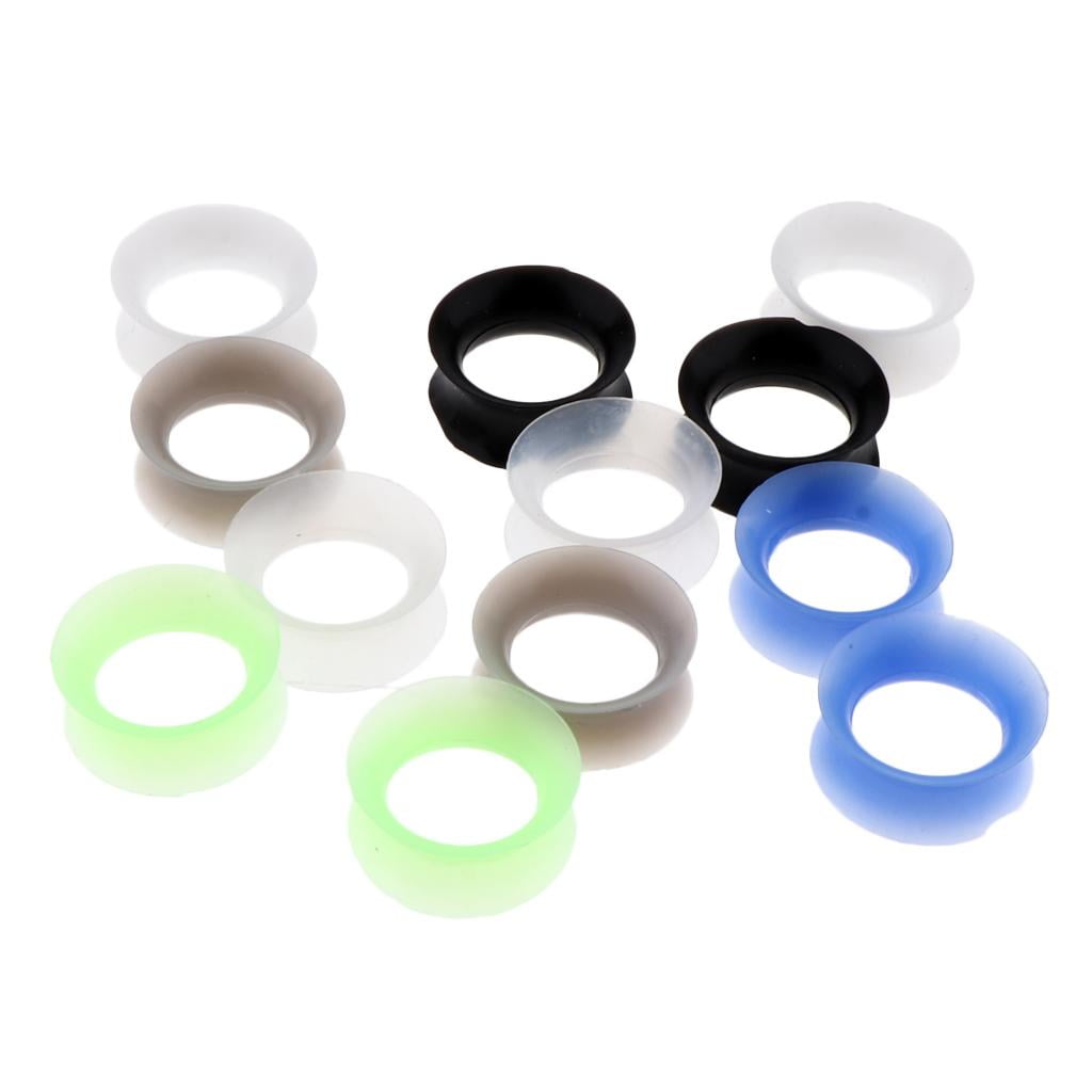 FLESH TUNNEL FLEXIBLE SILICONE EAR PLUG SOFT STRETCHER EXPANDER DOUBLE FLARED 