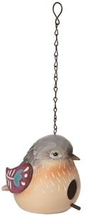 Bird Birdhouse with Flower Detail - Purple
