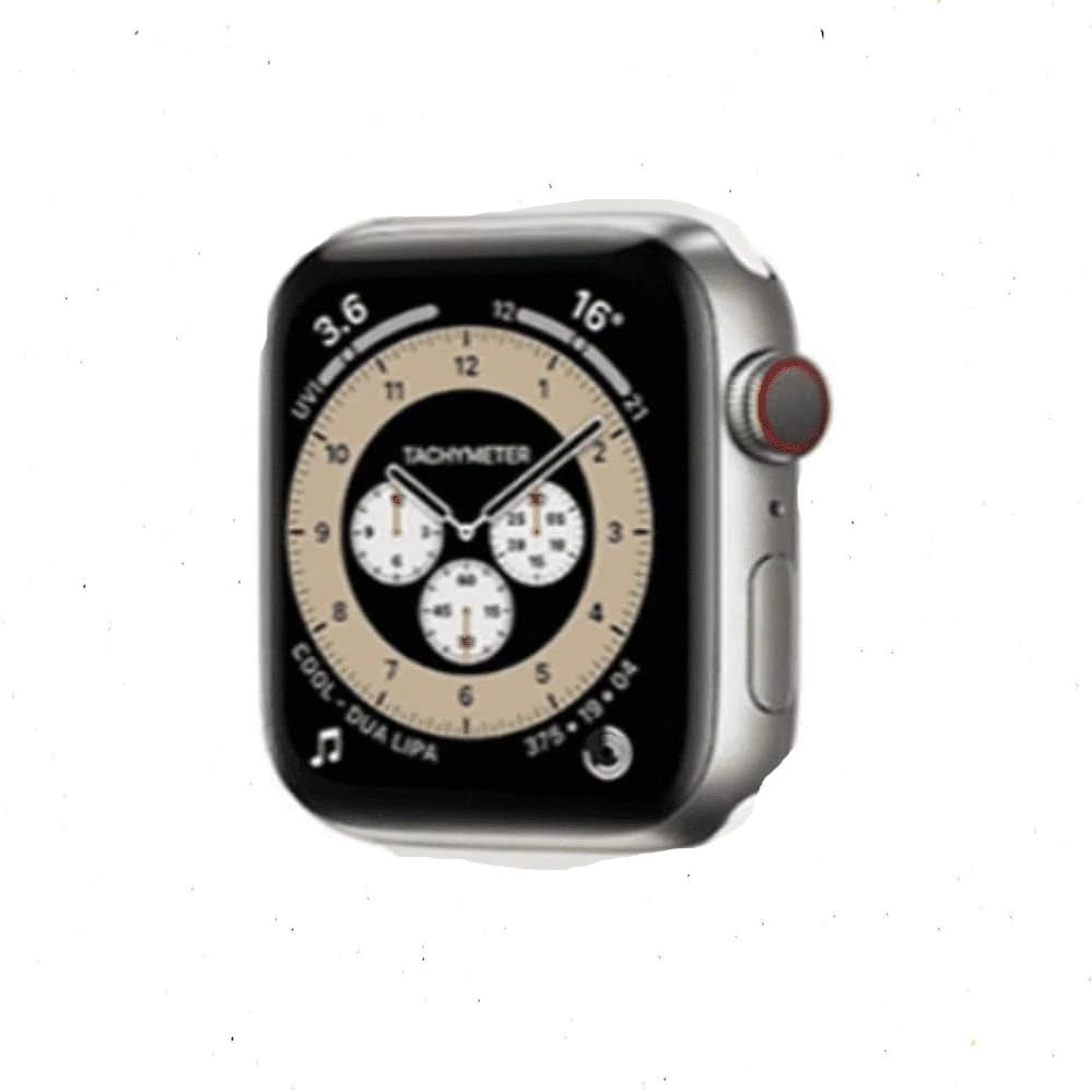 Apple Watch Series 6 GPS + Cellular, 44mm Silver Stainless Steel Case with White Sport Band - Regular