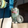 thumbnail image 3 of 20oz Tumbler with Lid and Straw Stainless Rose Pink Flowers Steel Vacuum Insulated Water Coffee Tumbler Cup, Double Wall Vacuum Insulated Travel Mug Reusable Tumblers for Ice Drinks, Hot Beverage, 3 of 7