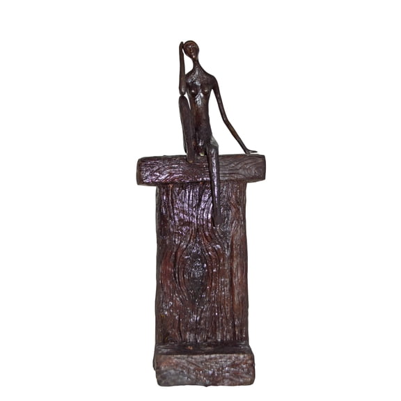 Modern Art Abstract of a Girl Sitting on A Giant Bench - Size: 11" x 12" x 31"H