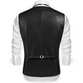 thumbnail image 3 of British Men's Slim PU Leather Vest Turn Down Collar Single Breasted Waistcoat, 3 of 4