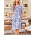 thumbnail image 2 of Ekouaer Cotton Nightgowns for Women Short Sleeve House Dress Pleated Night Gown Button Sleep Shirt Ladies Nightdress, 2 of 6