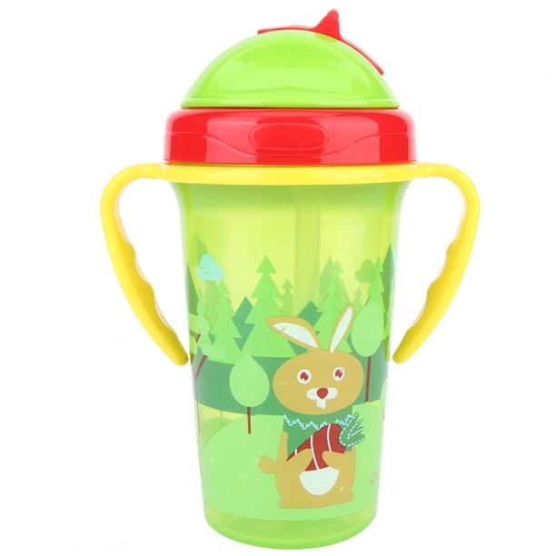 Taza para bebés NikouMX con asa dibujos animados con pajita azul verde rojo