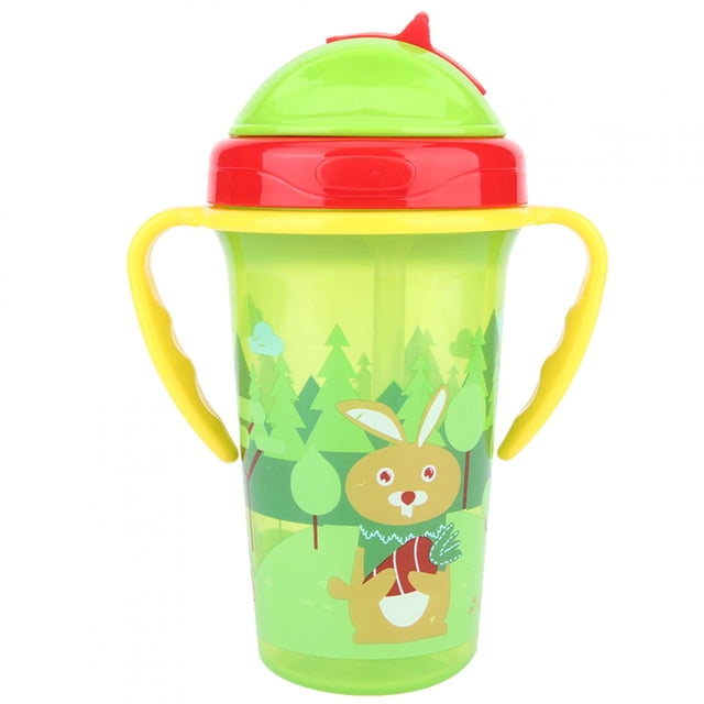 Taza para bebés NikouMX con asa dibujos animados con pajita azul verde rojo