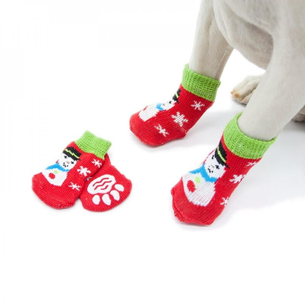 Fajaspet8 Pcs/Set Small Pet Dog Socks Soft Knitted Cotton Rubber Particles Non-Slip Socks Suitable for Small and Medium Size Dogs and Cats Paw Protector for Indoor Hardwood Floor Walking 