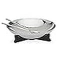 thumbnail image 3 of Godinger 91740 Hammered Salad Bowl with Wooden Base & Server, Silver, 3 of 3