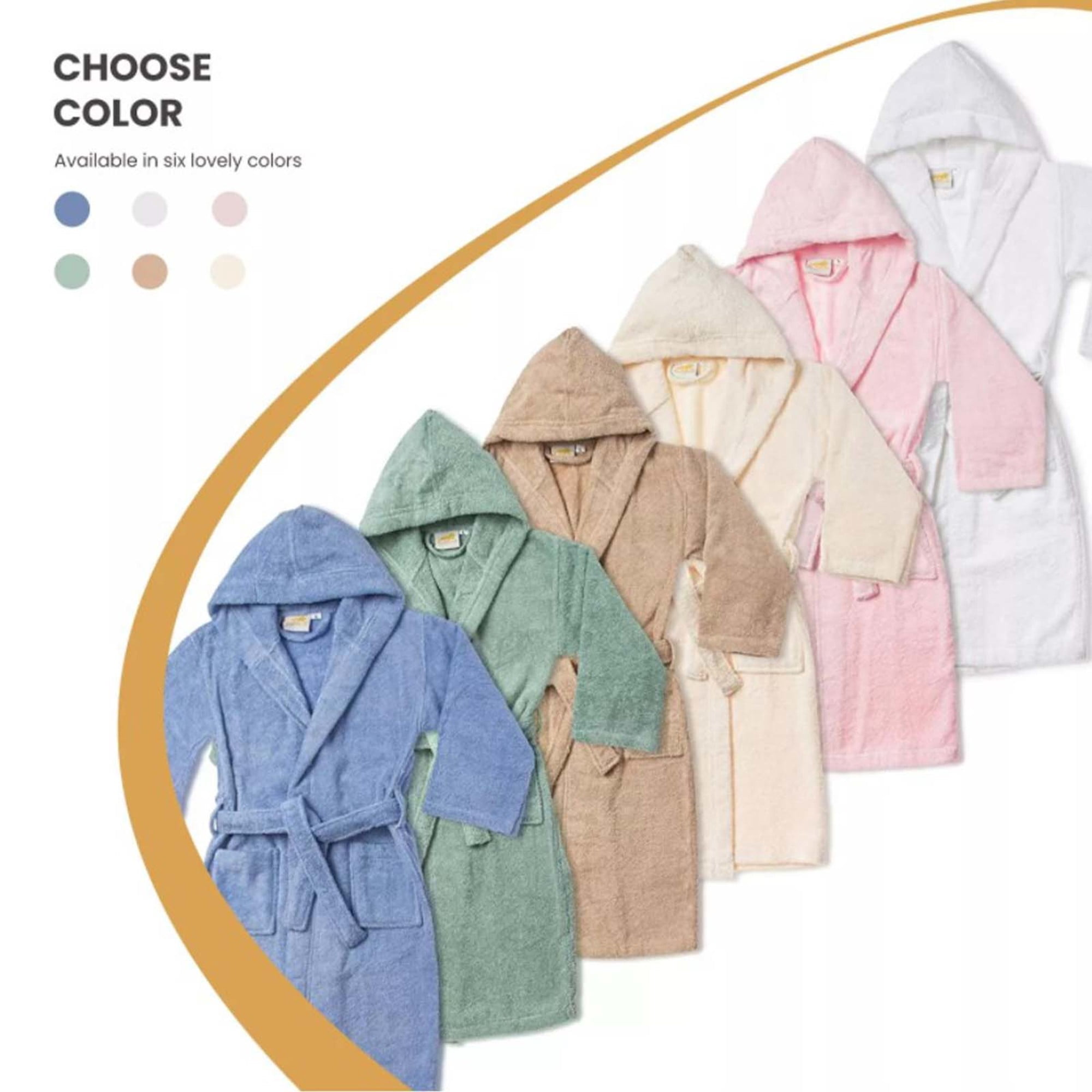 Cotton Terry Kids Unisex Hooded Bath Robe, Large, Blue