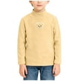 thumbnail image 2 of BRGZLK Boys Cute BearTops Polar Fleece Semi High Neck Top Kids Long Sleeve Pullover Shirt for Kids Casual Comfort Tops Yellow 7-8 Years, 2 of 5