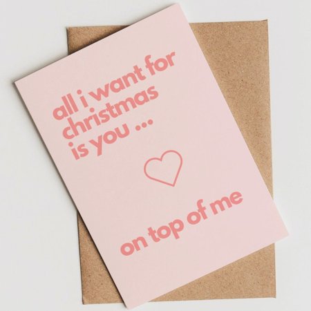 All I Want for Christmas Card - Romantic Holiday Greeting with Envelope - Perfect for Lovers, Partners, or Sweethearts - Blank Inside for Personal Touch