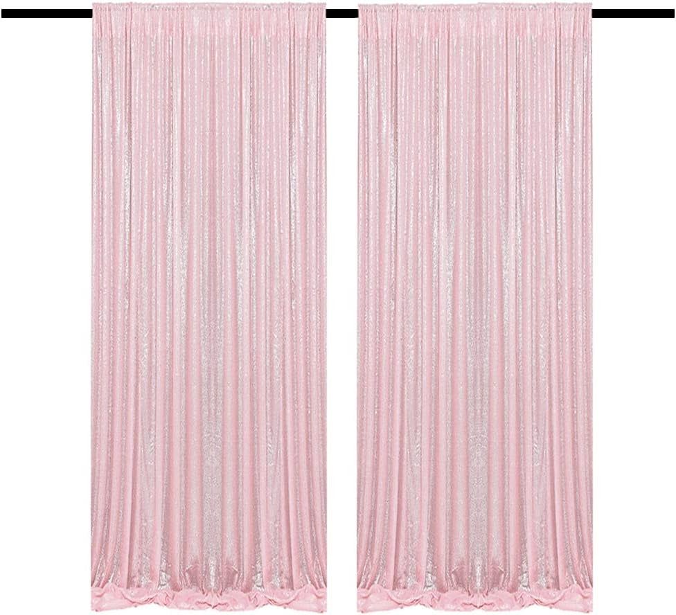 Orange Sequin Backdrop Curtains 2 Pack (2FT X 8FT Each) - Glitter Photography Drapes For Wedding, Birthday, Party Decor