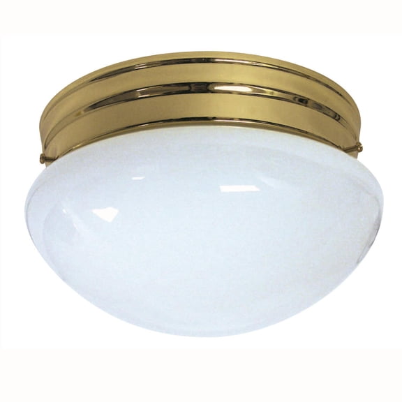 Diodesy- HALL8/PB/GU24/2-18/ES 8 Inch LED Flush Mount Mushroom Ceiling Light Fixture, 2-Lights Polished Brass Finish with White Glass, Warm White 2700K, For Bedroom/Kitchen, 125LM, Twist & Lock (GU24)