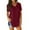 Wine, variant on Prolriy Womens Summer Tops Summer Women's V Neck Short Sleeved Loose T Shirt with Arc Hem Large Size Solid Color Top Summer Shirts for Women Blue L