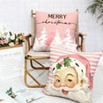 thumbnail image 6 of Set of 2 Pink Stripes Pillow Covers 20x20 Cute Santa Claus Throw Pillow Covers Xmas Decorations Pillow Protector Christmas Tree Pillow Case for Party Living Room Couch, 6 of 6
