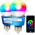 thumbnail image 1 of MesaSe Ampoules Intelligentes Compatibles avec HomeKit, Changement de Couleur, Compatible avec Siri Alexa et Google Home, Ampoule LED A60, Raccord E26 9W 800 Lumens, Lot de 2, 1 of 6
