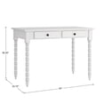 thumbnail image 3 of Chelsea Lane Wood Writing Desk 2-Drawer with Helix Legs, White, 3 of 5