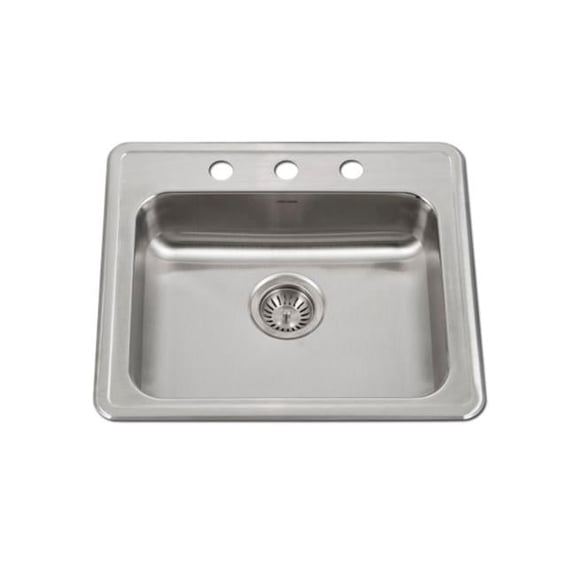 Houzer ADA Compliant 22 inch Stainless Steel Drop-in Topmount 3-hole 6 inch Deep Single Bowl Kitchen Sink - A2219-603-1