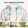 thumbnail image 4 of Fotbe Colorful Butterfly Pattern Womens Long Sleeve Hoodie, Pullover Hooded Sweatshirt, Kangaroo Pocket Hoodie with Eye-catching Drawstrings-X-Large, 4 of 7