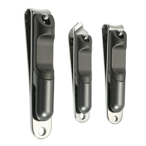 Unique Bargains 3 Pcs Nail Clippers for Nail Care Portable Stainless Steel Zinc Alloy Titanium Tone Silver Tone