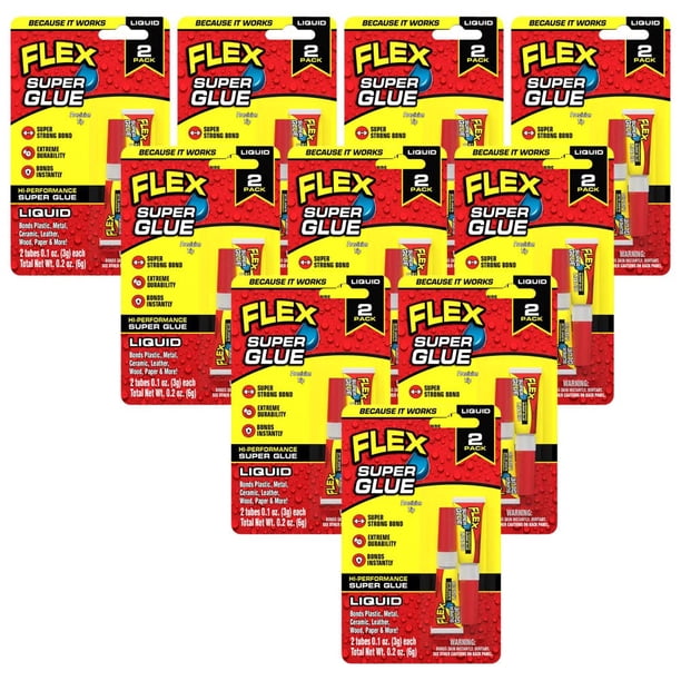 Adhesive Flex Seal Super Glue, tubos de 3 g, 10 unidades, transparentes