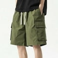 thumbnail image 2 of QATAINLAV Mens Big and Tall Casual Cargo Shorts Baggy Wide Leg Elastic Waist Drawstring Gym Sport Shorts with Flap Pockets Army Green XXXXXL, 2 of 6