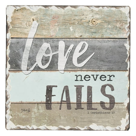 

CounterArt Love Never Fails Single Inspirational Absorbent Stone Tumbled Tile Coaster 1 Pack