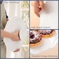 thumbnail image 4 of Soporte de cerámica blanco para tartas de 9.5 pulgadas (capacidad para tartas de 9.5 pulgadas), soporte decorativo para cupcakes, platos de exhibición de postre para aperitivos y galletas, 4 of 6