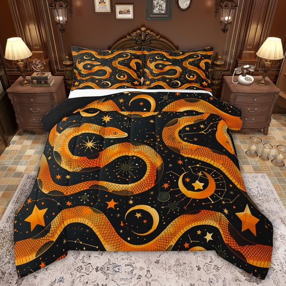 Castle Fairy Kids Teens Abstract Snake Twin Comforter Sets,Starry Sky Bedding Set