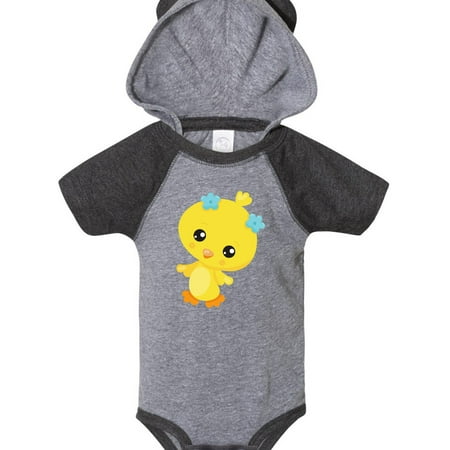 

Inktastic Cute Little Chicken Chicken With Blue Flowers Gift Baby Girl Bodysuit